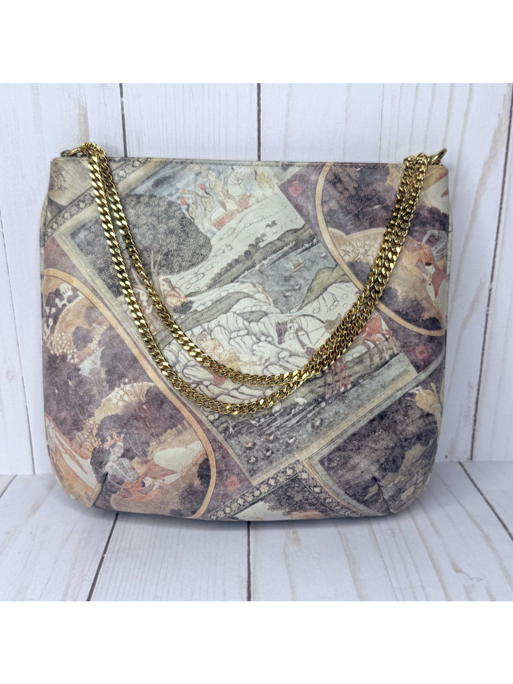 Vtg Coblentz Original Print Hand Bag 80s Leather